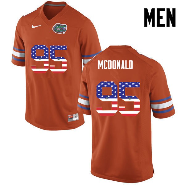 Florida Gators Men #95 Ray McDonald College Football Jersey USA Flag Fashion Orange